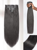 LUVME Clip in Hair Extensions, Yaki Straight Human Hair Clip in Extensions for Women, Natural Black Hair Extensions, 135g 9pcs 18 Inch