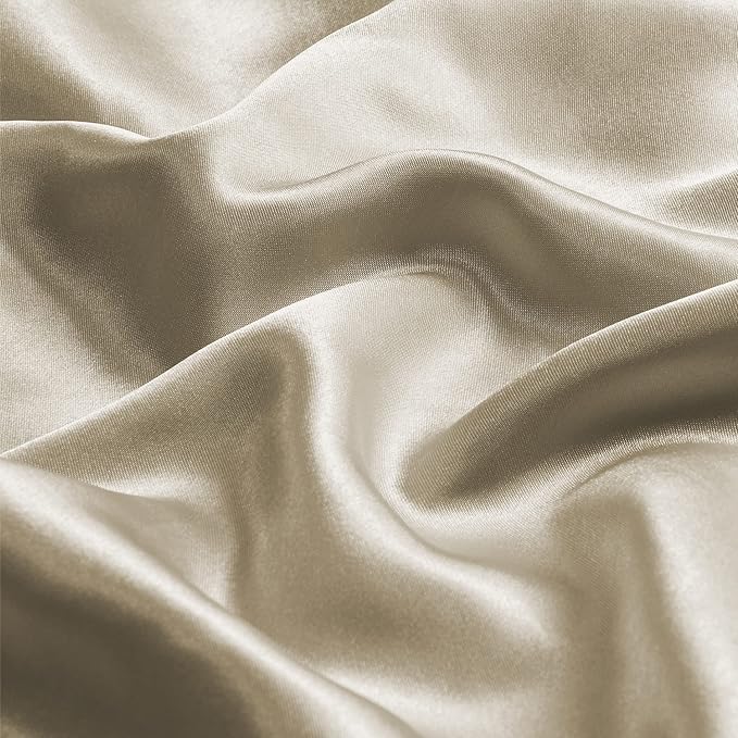 BEDELITE Satin Pillowcase with Zipper 2 Pack, Taupe Pillow Cases Standard Size, Super Soft and Cooling Similar to Silk Pillow Cases, Gift for Women Men(20x26 Inches)