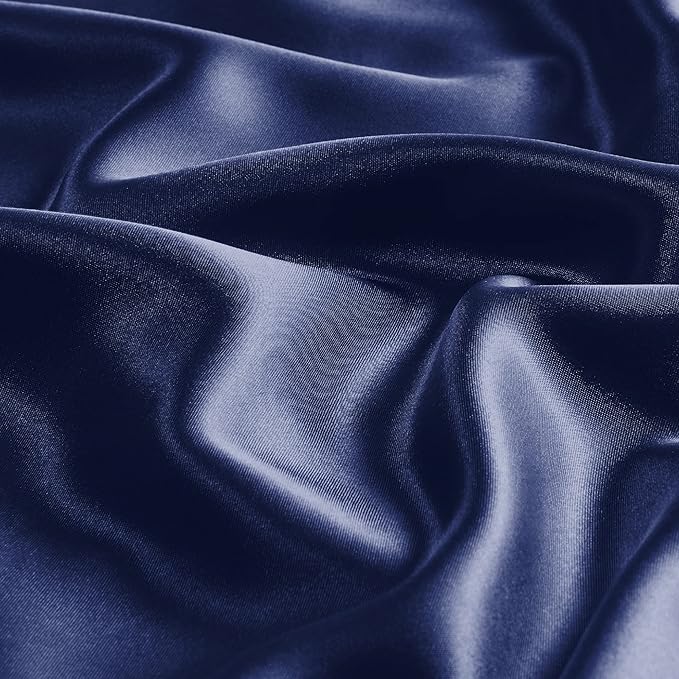 BEDELITE Satin Pillowcase with Zipper 2 Pack, Navy Pillow Cases Standard Size, Super Soft and Cooling Similar to Silk Pillow Cases, Gift for Women Men(20x26 Inches)