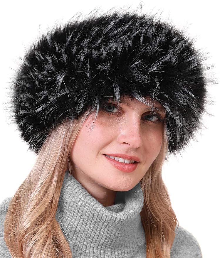 sy soul young Faux Fur Headband with Elastic for Women's Winter Earwarmer Earmuff