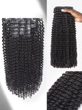 LUVME Kinky-curly Seamless 2 Pack 18inch 270g 18Pcs Clip in Hair Extensions Full Head with Remy Human Hair Extensions, Natural Black Hair for Women