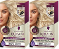 Schwarzkopf Keratin Blonde Hair Dye Platinum Blonde 001, Ultra Lightening Kit, 1 Application - Hair Bleach Enriched with Keratin, Lightens up to 9 Levels and Protects Hair from Breakage (Pack of 2)