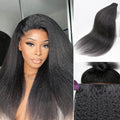 LUVME Invisible Clip in Hair Extensions, Kinky Straight Real Human Hair 18 Inch 2 Pack 220g 14pcs Clip ins Hair Extensions Natural Black for Women