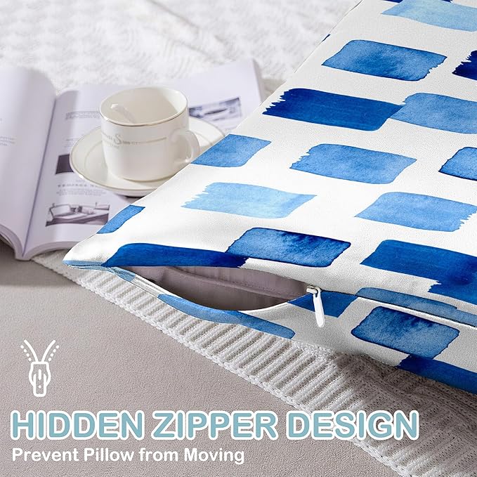 Satin Pillowcase 1 Pack-Modern Style Abstract Blue Silky Pillow Cover for Hair and Skin,Standard Size 20x26 Inch Soft Cooling Printed Pillow Cases with Hidden Zipper,Gifts for Women Men