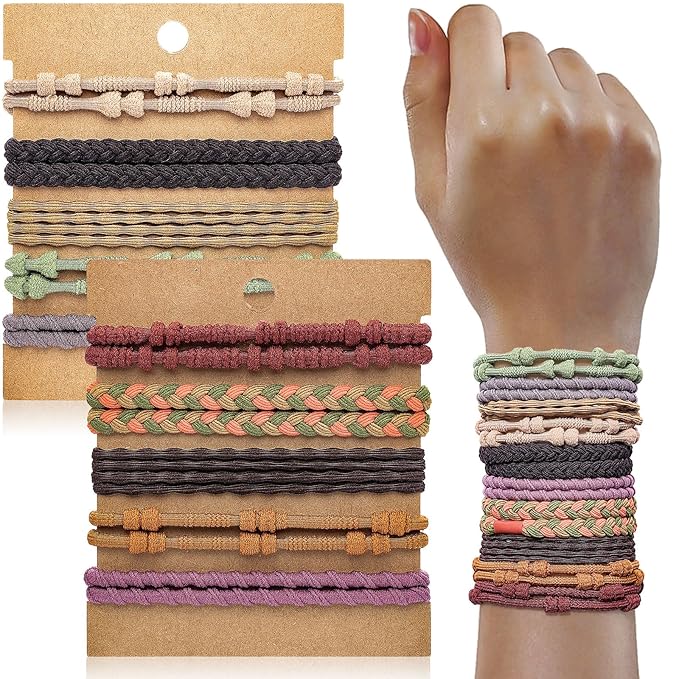 Boho Hair Ties For Girls, Bracelet Hair Ties For Women, Hair Tie Bracelet, Elastic Hair Bands For Ponytails, Ponytail Holder For Daily Life, Sport, Cooking, Working (20pcs)
