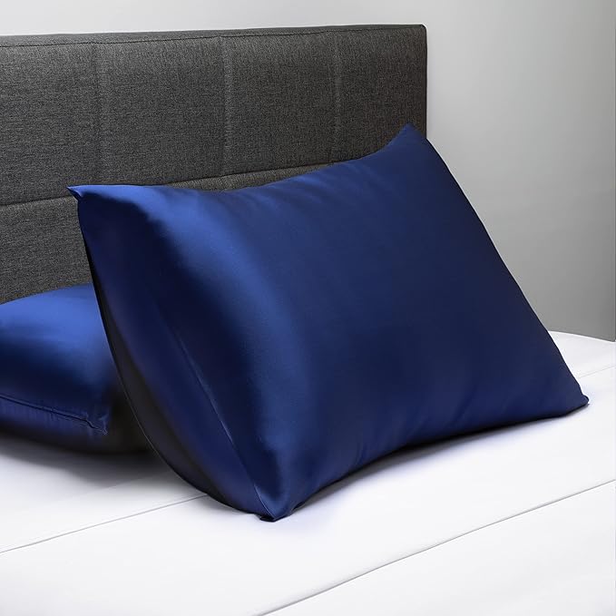 Fishers Finery 25mm 100% Pure Mulberry Silk Pillowcase (Navy Standard)