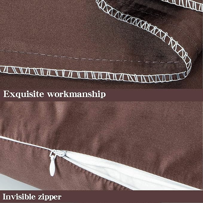 NTBAY Zippered Satin Pillow Cases for Hair and Skin, Luxury Standard Hidden Zipper Pillowcases Set of 2, 20x26 Inches, Dark Brown