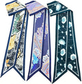 Skinny Scarf 3 Pack for Women – Bag Scarf, Silk Hair Scarves (Original Prints, Premium Twill, 3 Designs)