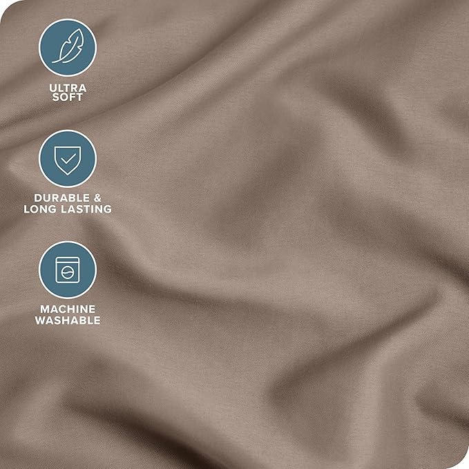 Bare Home Microfiber Pillow Cases - Queen Size Set of 2 - Cooling Pillowcases - Double Brushed - Easy Care - Envelope Closure (Queen Pillowcase Set of 2, Taupe)
