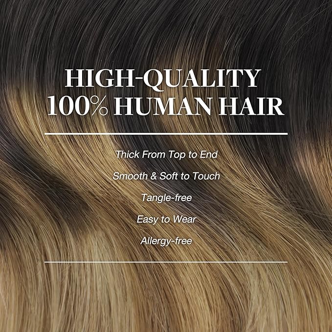GOO GOO Clip in Hair Extensions Real Human Hair, Remy Human Hair Extensions Clip ins for Women, Natural Human Hair, 24inch 120g 7Pcs, 2/6/18 Balayage Brown to Dirty Blonde