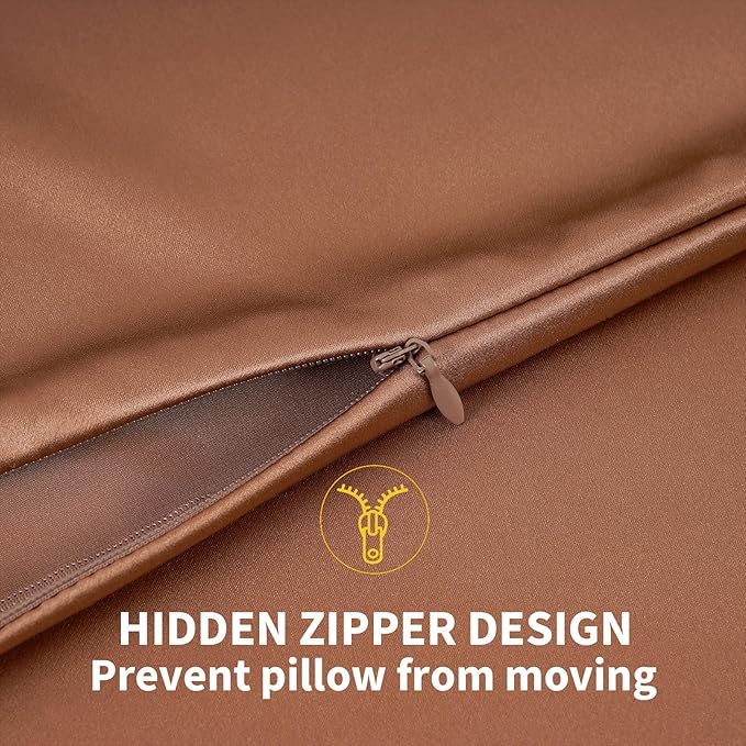 ZIMASILK 100% Pure Mulberry Silk Pillowcase for Hair and Skin Health,Soft and Smooth,Both Sides Premium Grade 6A Silk,600 Thread Count,with Hidden Zipper,1pc (Queen 20''x30'',Mocha)