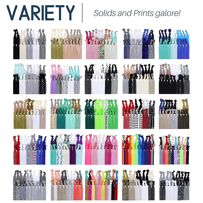 Kenz Laurenz Hair Ties Ponytail Holder Set No Crease Ribbon Bands - (Pack of 20) - Peach