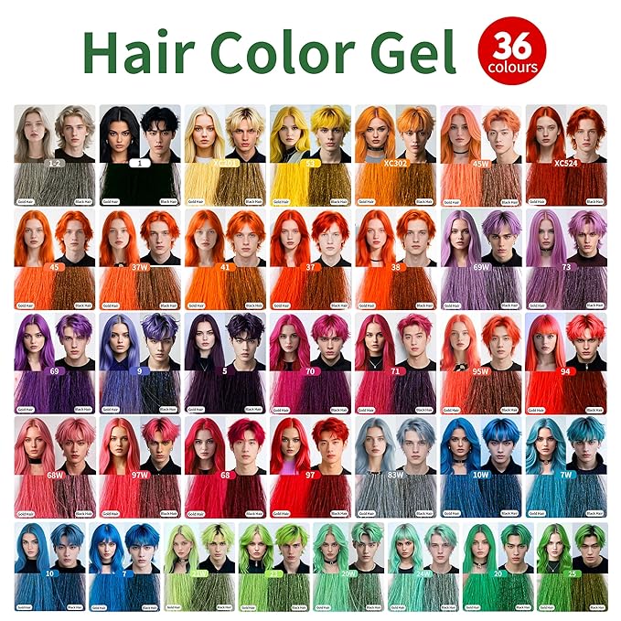 Temporary Hair Styling Color Serum, Green Blue Purple Red Hair Dye Color Gel Washable Natural Instant Hair Color Wax for DIY Hairstyle for Kids Men Women(#69)