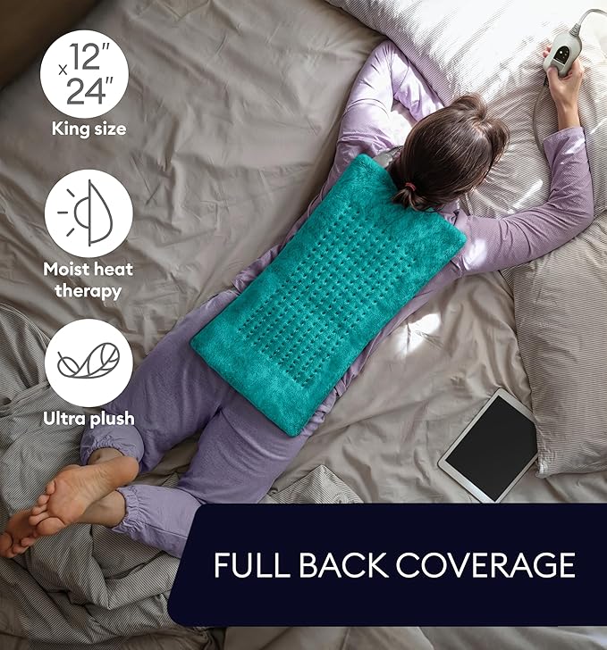 GENIANI XL Electric Heating Pad for Back Pain & Cramps Relief, Electric Throw, Birthday Christmas Gifts for Women, Men Auto Shut Off, Machine Washable, Heat Pad for Neck & Shoulder (Viridian Green)