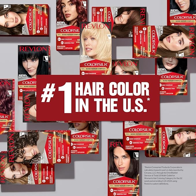 Revlon ColorSilk with Bond Repair Complex, Auburn Permanent Hair Color, 100% Gray Coverage, Ammonia Free Hair Dye, Vegan Keratin, 42 Medium Auburn (Pack of 3)