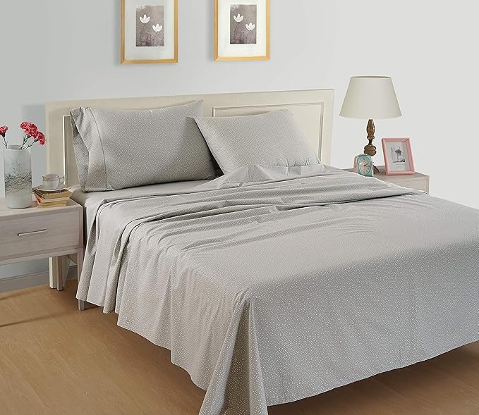 LANE LINEN Organic Cotton Polka Dot Pillow Cases Set of 2 (20"x26") - Standard Size - Snowdrop