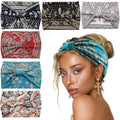 Yeshan Wide Headbands for Women Boho Knotted Head Wraps Turbans Non Slip Bandana Headbands Sport Yoga Workout Stretchy Hair bands,Pack of 6