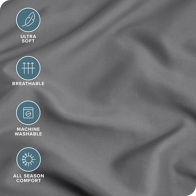 Bare Home Microfiber Pillow Cases - Toddler Size Set of 2 Cooling Pillowcases Double Brushed Grey Pack Easy Care (Toddler Pillowcase 2, Grey)