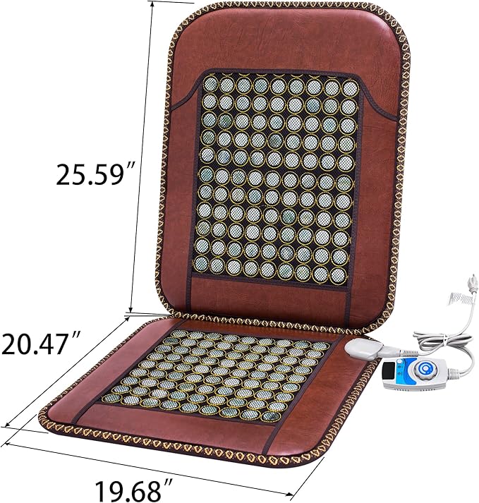 Infrared Heating Pad, Far Infrared Natural Jade Heating Pad, Auto Shut Off, Adjustable Temperature, Gifts for Women/Men/Dad/Mom (Brown, jadeseatback)