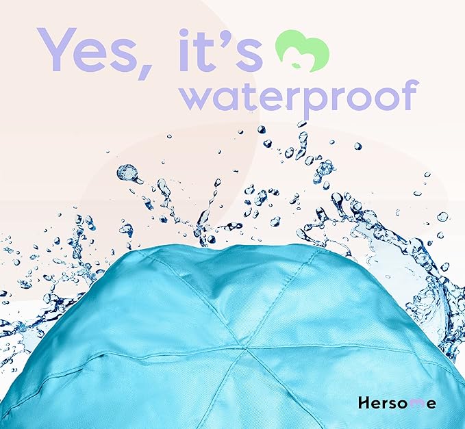 Premium Shower Cap for Women - 1000+ Showers, 100% Waterproof, Double-Sided, Large Shower Cap For Long Hair & Great For Curls (Anti-Frizz Terry Cloth Lining) (Sky Blue)
