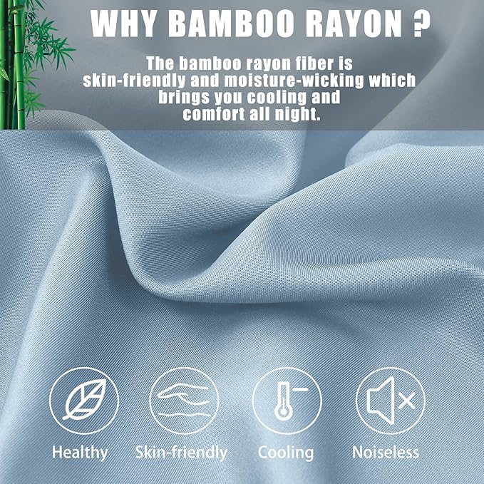 Pillow Cases Queen Size 2 Pack, Bamboo Rayon Pillowcases with Envelope Closure, Cooling Breathable Pillow Case for Hot Sleepers & Night Sweats, 20x30 inches, Aqua Blue