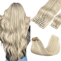 GOO GOO Clip in Hair Extensions Real Human Hair, Remy Human Hair Extensions Clip ins for Women, Natural Human Hair, 20inch 150g 9Pcs, 17A/60A Ash Blonde Highlighted Platinum Blonde
