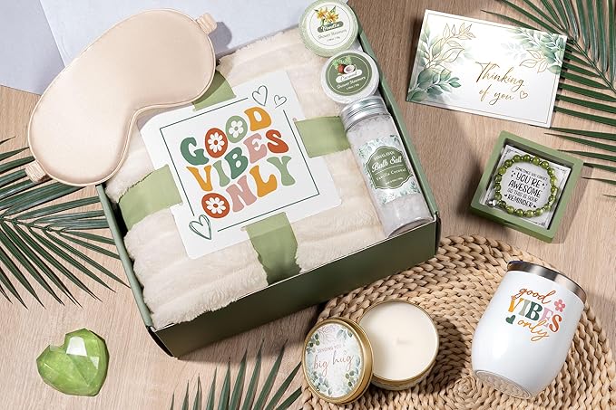 Christmas Birthday Gifts for Women Self Care Gift, Get Well Soon Gift Baskets Relaxing Spa Care Package for Women with Blanket, Unique Gifts Idea for Mom Mother Her Wife Girlfriend Best Friend Sister