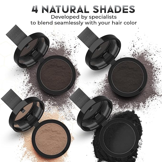 ELEVATE Hair Line Powder Instantly Conceal Hair Loss for Thinning Areas - Shadow Makeup - Root Cover Touch Up with Puff Touch - Instant Gray Coverage for Men and Women (Dark Brown)