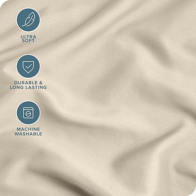 Bare Home Microfiber Pillow Cases - Queen Size Set of 2 - Cooling Pillowcases - Double Brushed - Easy Care - Envelope Closure (Queen Pillowcase Set of 2, Sand)