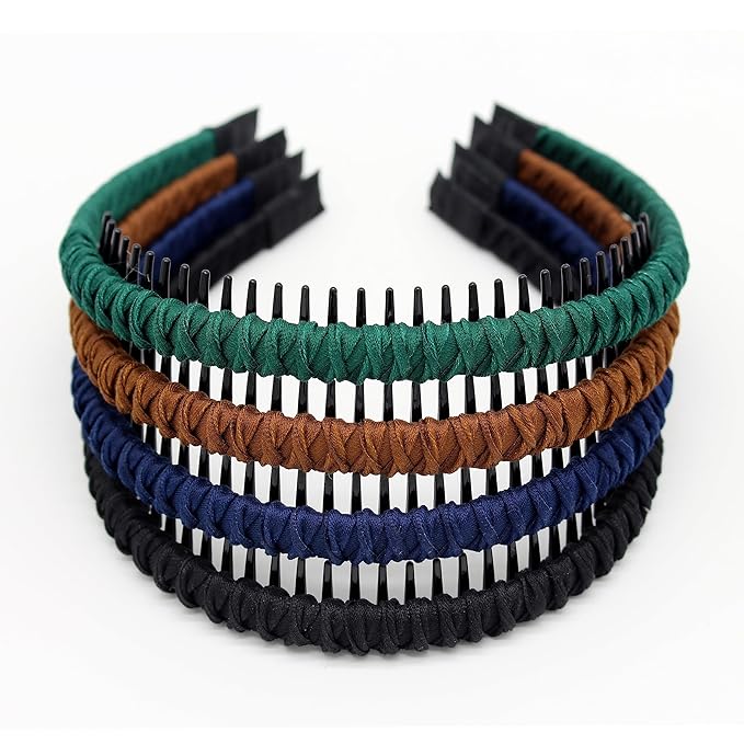 Women's Fashion Headbands Hair Accessories for Women Non-slip Braided hair bands Comfy tooth comb Hair Hoop (4 color)