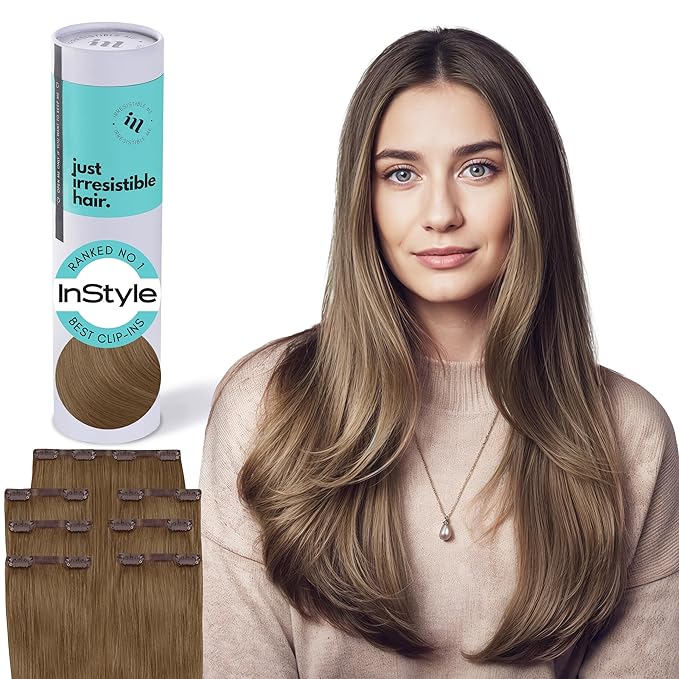 Irresistible Me Real Human Hair Extensions Clip Ins – 100% Human Hair Clip In Extensions for Length & Volume – Invisible Extension – Heat Resistant & Dyeable – Dark Blonde, 20 Inches