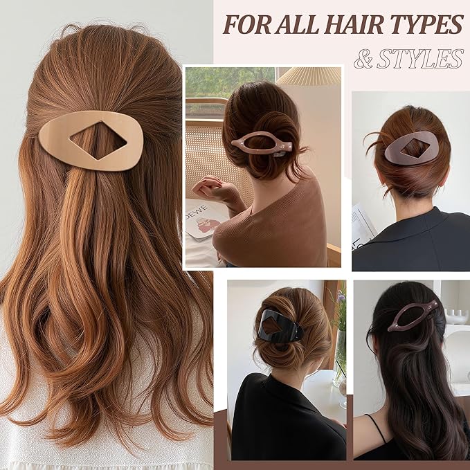 Lourny Flat Hair Clips for Women, French Flat Claw Clips & Duckbill Hair Clips for Thin Hair Lightweight Non-Slip Claw Clips for Women 6PCS