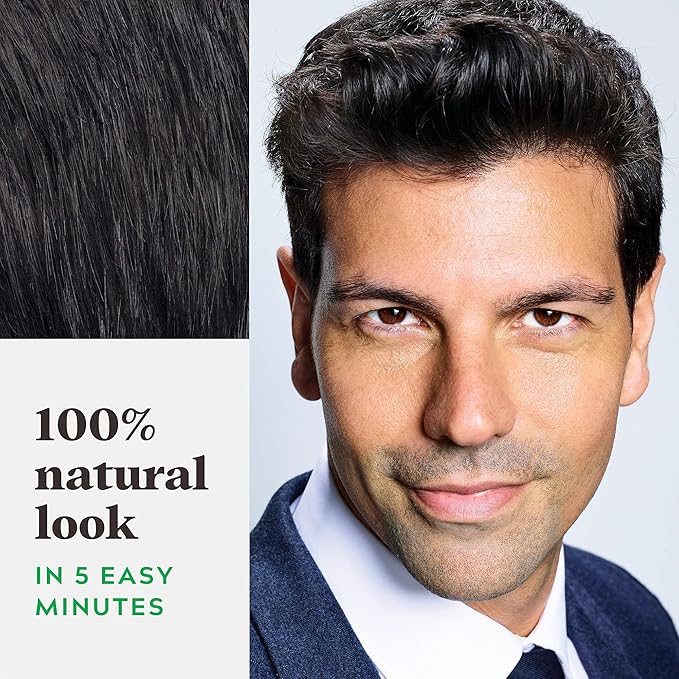 Just For Men Shampoo-In Color (Formerly Original Formula), Mens Hair Color with Keratin and Vitamin E for Stronger Hair - Real Black, H-55, Pack of 2
