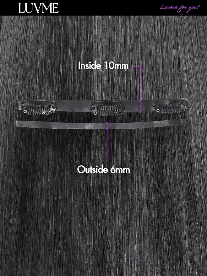 LUVME Silky Straight Seamless 2 Pack 220g 14Pcs Clip in Hair Extensions Full Max with 18inch Remy Human Hair Extensions, Natural Black 100% Real Soft