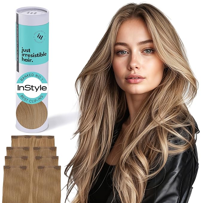 Irresistible Me Real Human Hair Extensions Clip Ins – 100% Human Hair Clip In Extensions for Length & Volume – Invisible Extension – Heat Resistant & Dyeable – Medium Blonde, 24 Inches