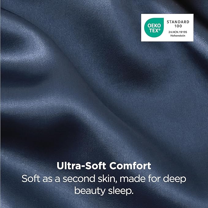 Bedsure King Size Satin Pillowcase Set of 2 - Blue Silky Pillow Cases for Hair and Skin with Envelope Closure, Similar to Silk Pillow Cases, Gifts for Women Men, 20x36 Inches, 2pcs