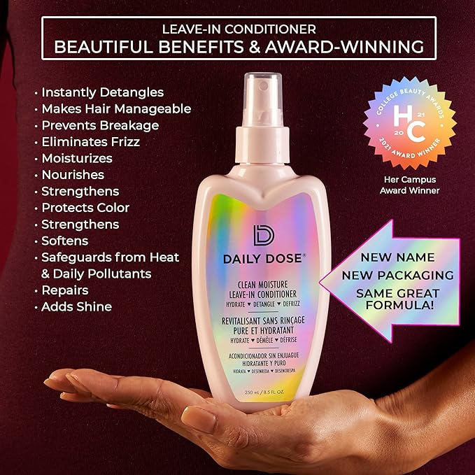DAILY DOSE Award-Winning Moisture Duo – Leave-In Conditioner Detangler Spray + Deep Conditioning Hair Mask – Hydrates, Restores, and Smooths Dry, Damaged, Color-Treated Hair for All Hair Types