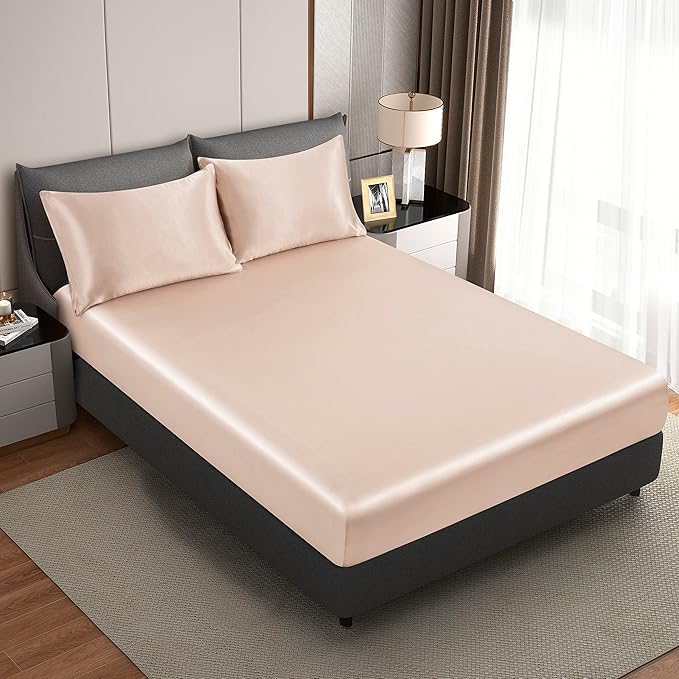King Size Satin Pillowcase Set of 2 with Envelope Closure,Taupe Silk Pillowcase for Hair and Skin (20x36)