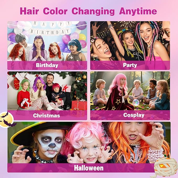 Pink Temporary Hair Color Spray for Kids, Silver Instant Colored Hair Dye Alternative for Boys Girls Teens Men Women, Quick Styling for Party Christmas Halloween, Disposable Washable, 150ml