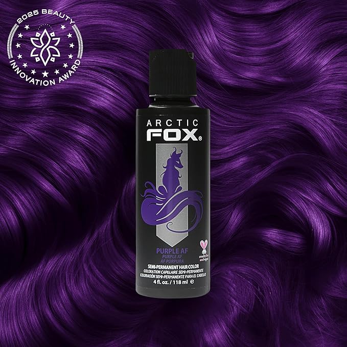 Arctic Fox Semi-Permanent Hair Dye, Vegan & Cruelty-Free, Conditioning, Ammonia-Free, Long Lasting, Purple AF, For All Hair Types, 4 Fl Oz (Pack of 2)
