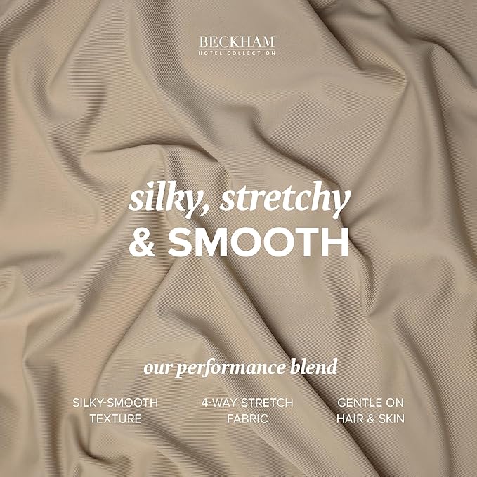 Beckham Hotel Collection Cooling Pillowcases for Hot Sleepers, King Size Set of 2, Cool Bedding, Envelope Closure, Silky Soft, Breathable, Moisture-Wicking, Sand
