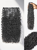 LUVME Burmese Curly Clip in Hair Extensions Real Human Hair Messy Curly Clip Ins Fullness with 1 Pack for Women Brazilian Remy Human Hair Natural Black 135g 14Inch