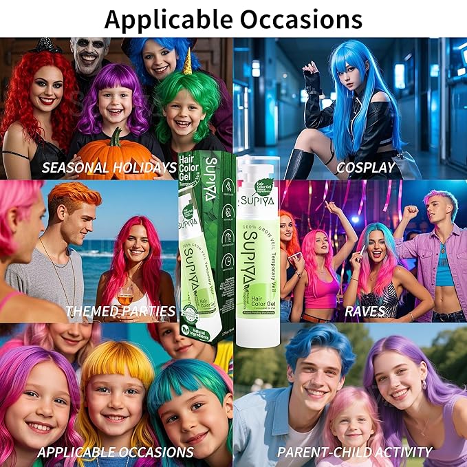 Temporary Hair Color Gel, Green Hair Dye Color Gel Washable Natural Instant Hair Color Wax for DIY Hairstyle for Kids Men Women(Color #24W)