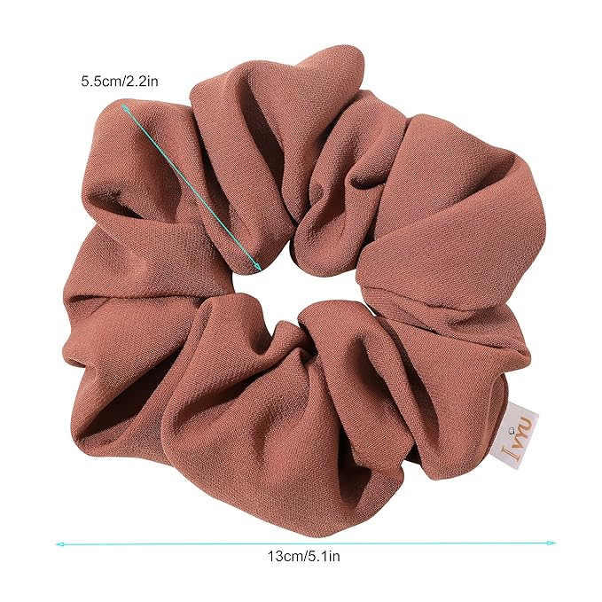 Ivyu Scrunchies Hair Ties, Big Large Scrunchie for Girls Women, Cute Hairties Jumbo Scrunchy For Thick Curl Hair No Crease Hair Accessories Soft Ropes Ponytail Holder, 4 Count, Black, Brown, Beige