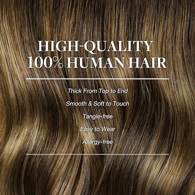 GOO GOO Clip in Hair Extensions Real Human Hair, Remy Human Hair Extensions Clip ins for Women, Natural Human Hair, 26inch 260g 9Pcs, #4/27/4 Balayage Chocolate Brown to Caramel Blonde