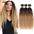 Blonde Curly Bundles Human Hair Ombre Bundle Niegmeag Virgin Remy Hair 3 Bundles 22 24 26 Inch Double Weft 3 Tone Honey Blonde and Brown Curly Bundle