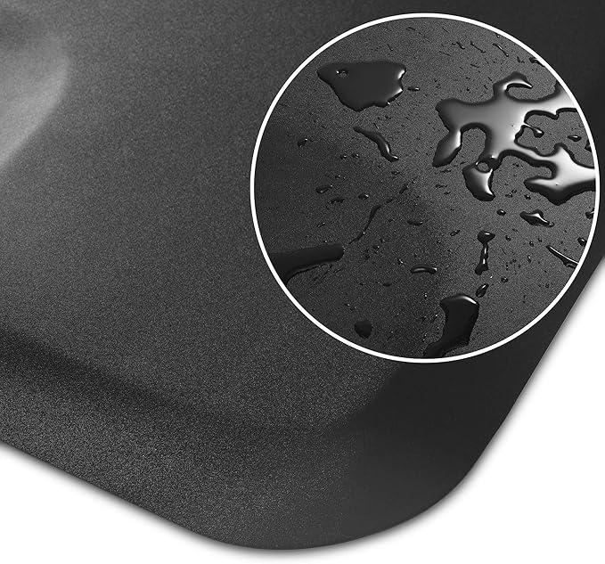Saloniture 3 ft. x 4 ft. Salon & Barber Shop Chair Anti-Fatigue Mat - Black Semi Circle - 5/8 in. Thick