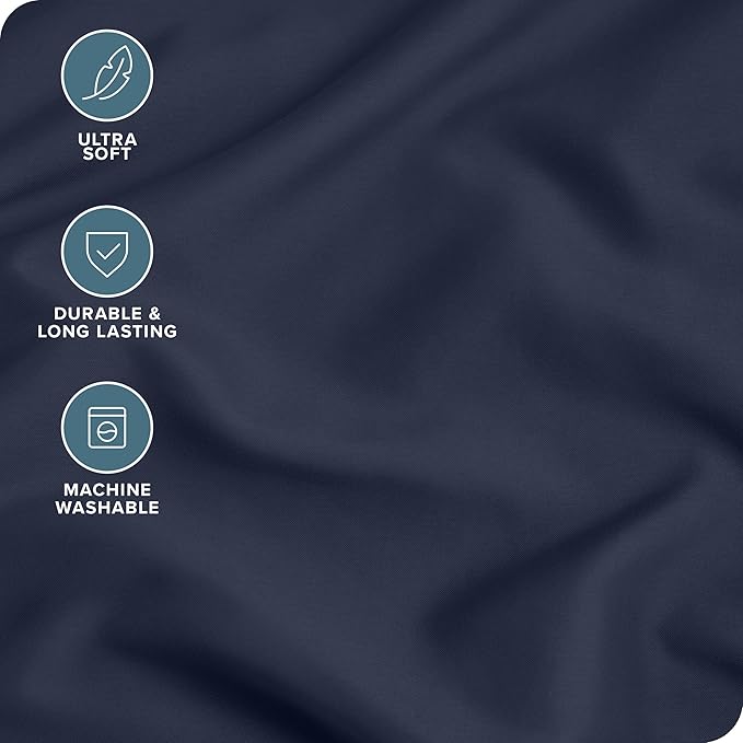 Bare Home Premium 1800 Ultra-Soft Microfiber Pillowcase Set - Double Brushed - Hypoallergenic - Wrinkle Resistant (Standard Pillowcase Set of 2, Midnight Blue)