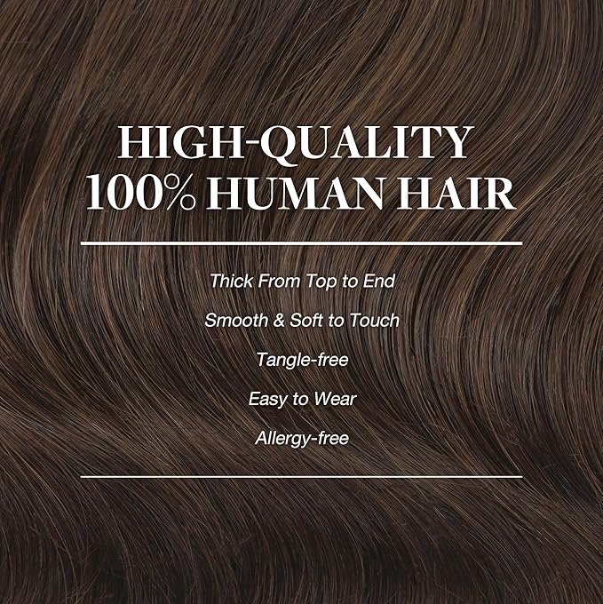 GOO GOO Clip in Hair Extensions Real Human Hair, Remy Human Hair Extensions Clip ins for Women, Natural Human Hair, 14inch 120g 7Pcs, 4A Chocolate Brown