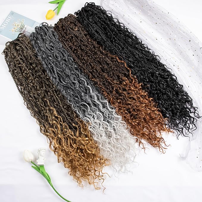 Drawstring Ponytail for Women 18 inch Boho Box Braids with Long Wavy Hair Clip in Ponytail Extension Synthetic Hair Extensions Ponytail for Daily Use (1B#, 18 Inch)